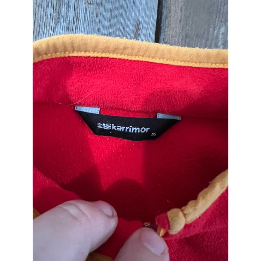 Karrimor Mens Red Quarter Zip Fleece Pullover Jacket Yellow Trim Size S